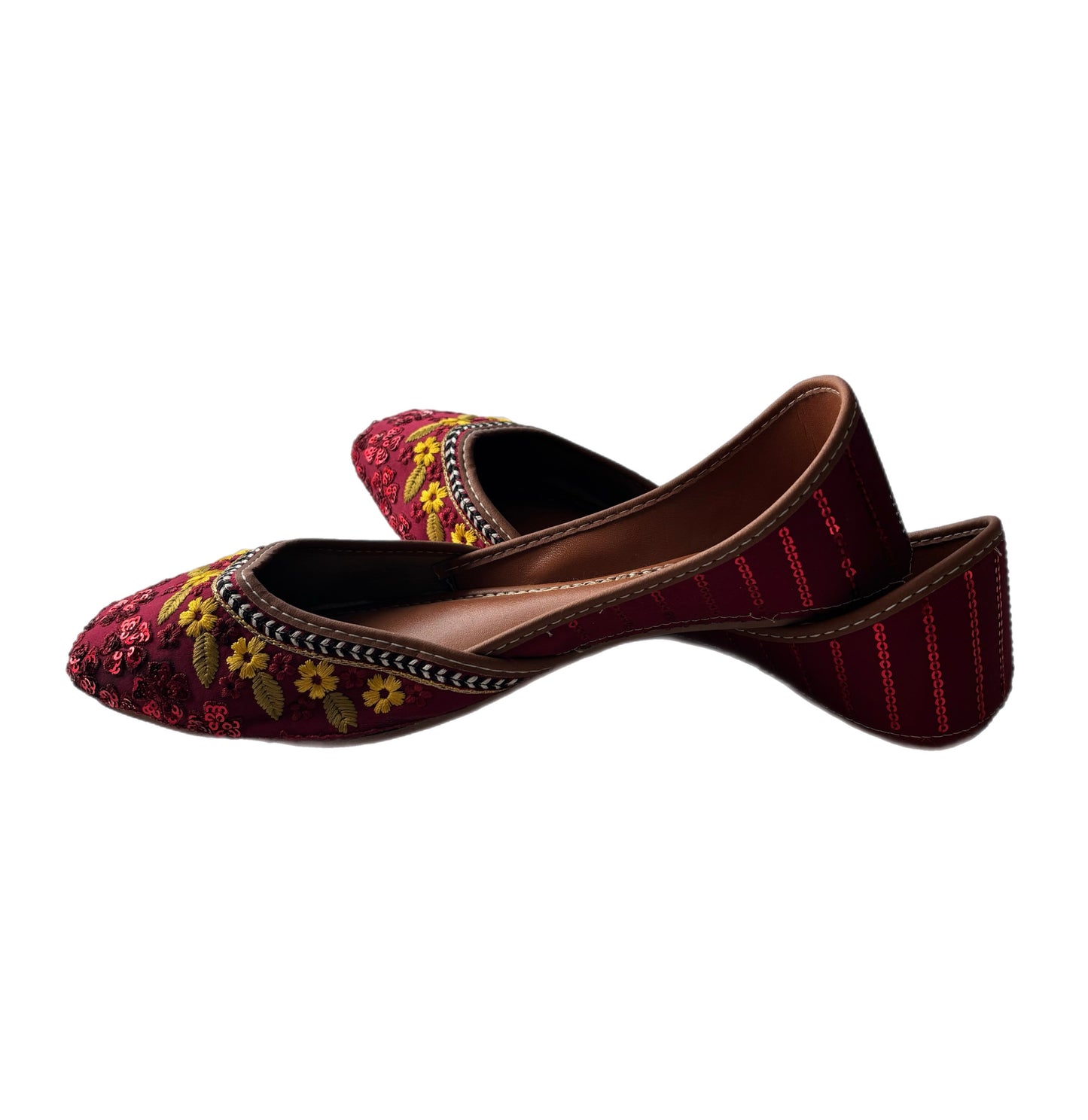 (S18) Handmade Embroidered Khussa – Soft Foam Punjabi Jutti with Non-Slip Sole
