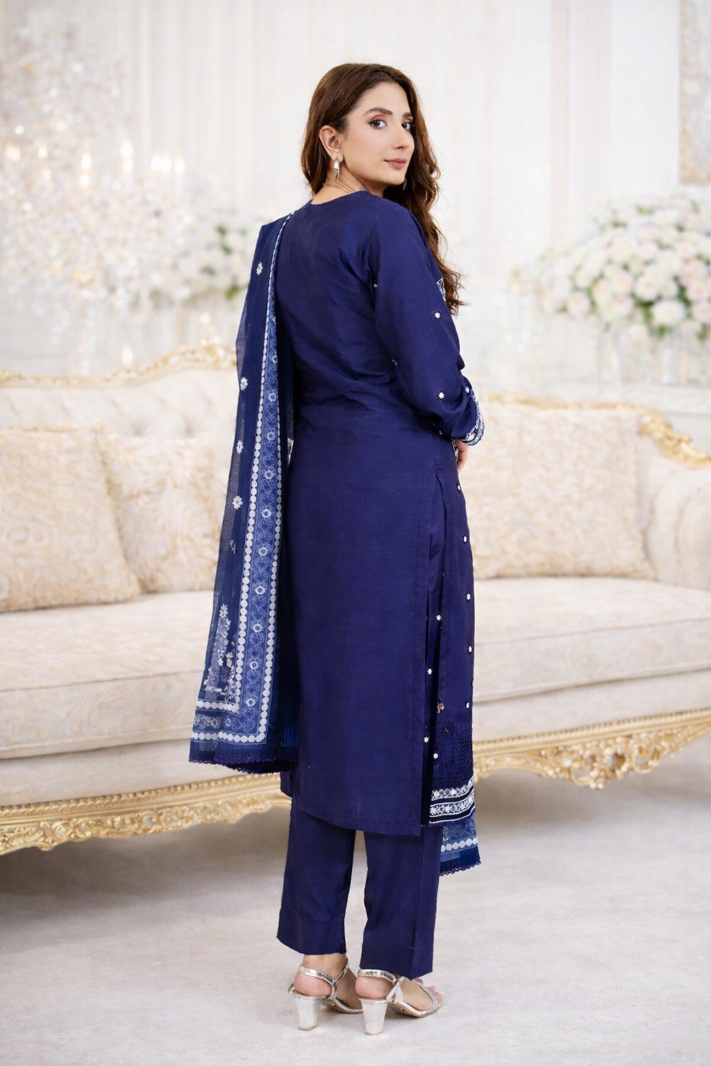(164) Viscose Embroidered Suit with Vibrant Digital Dupatta Soft and Breathable Ready Made