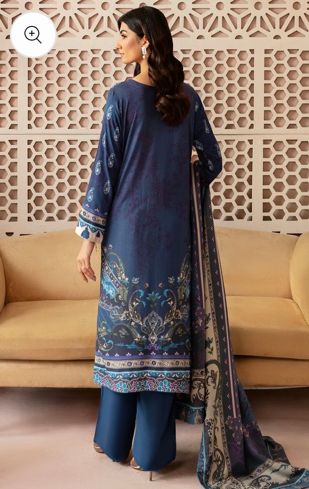 (196) Riwaj by Ramsha Viscose Embroidered Suit with Printed Dupatta