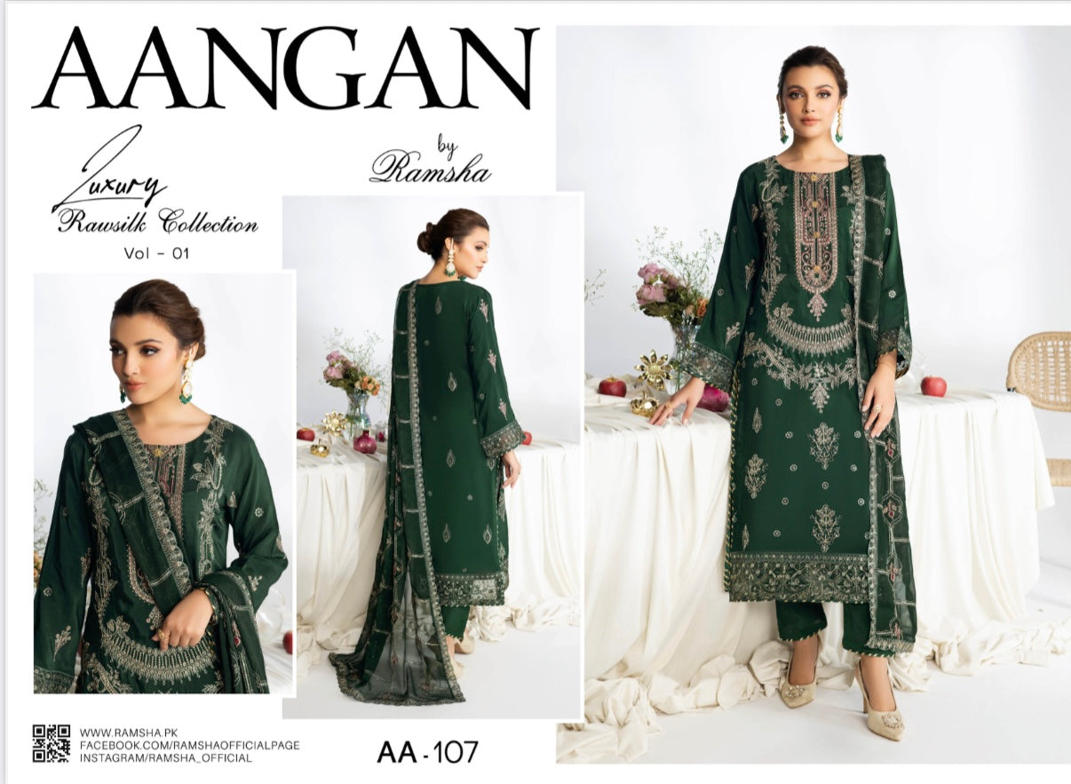 (305) Ramsha Aangan Luxury Raw Silk Ready-to-Wear 3-Piece Suit