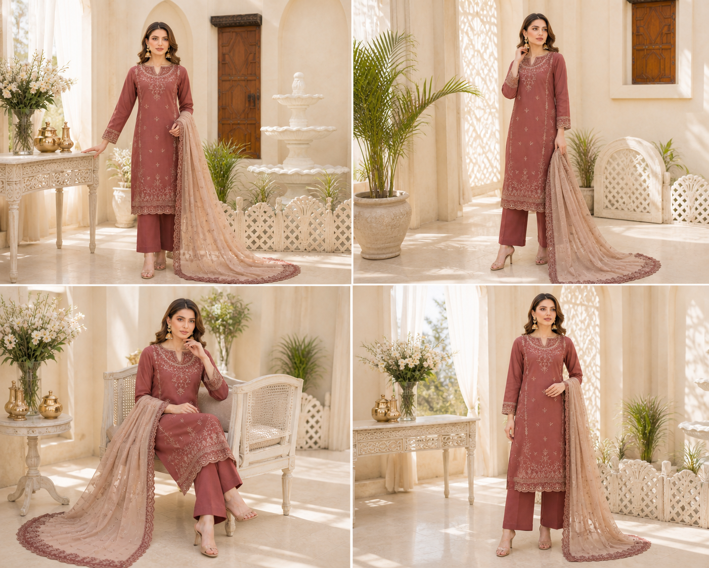(175) Tawakkal Embroidered Sequin Silky Lawn Suit with Khaddi Dupatta