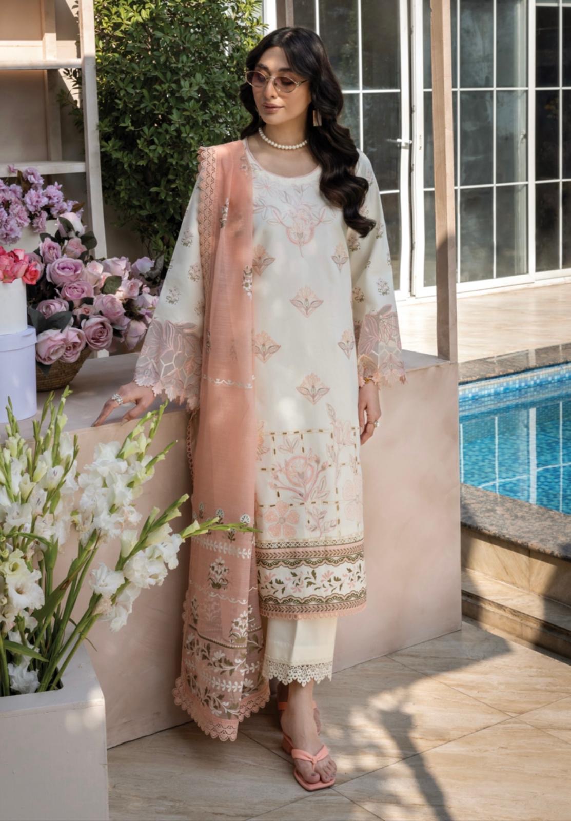 (125) Rang Rasiya Shireen Florence Summer Edit 2025 – Ready-to-Wear Lawn Suit with Printed Silk Dupatta