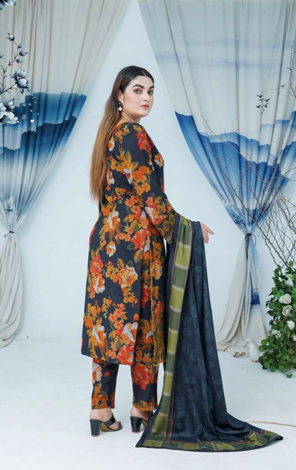 (163) Luxury Dhanak Embroidered Suit | 3 Piece Ready to Wear Winter Collection