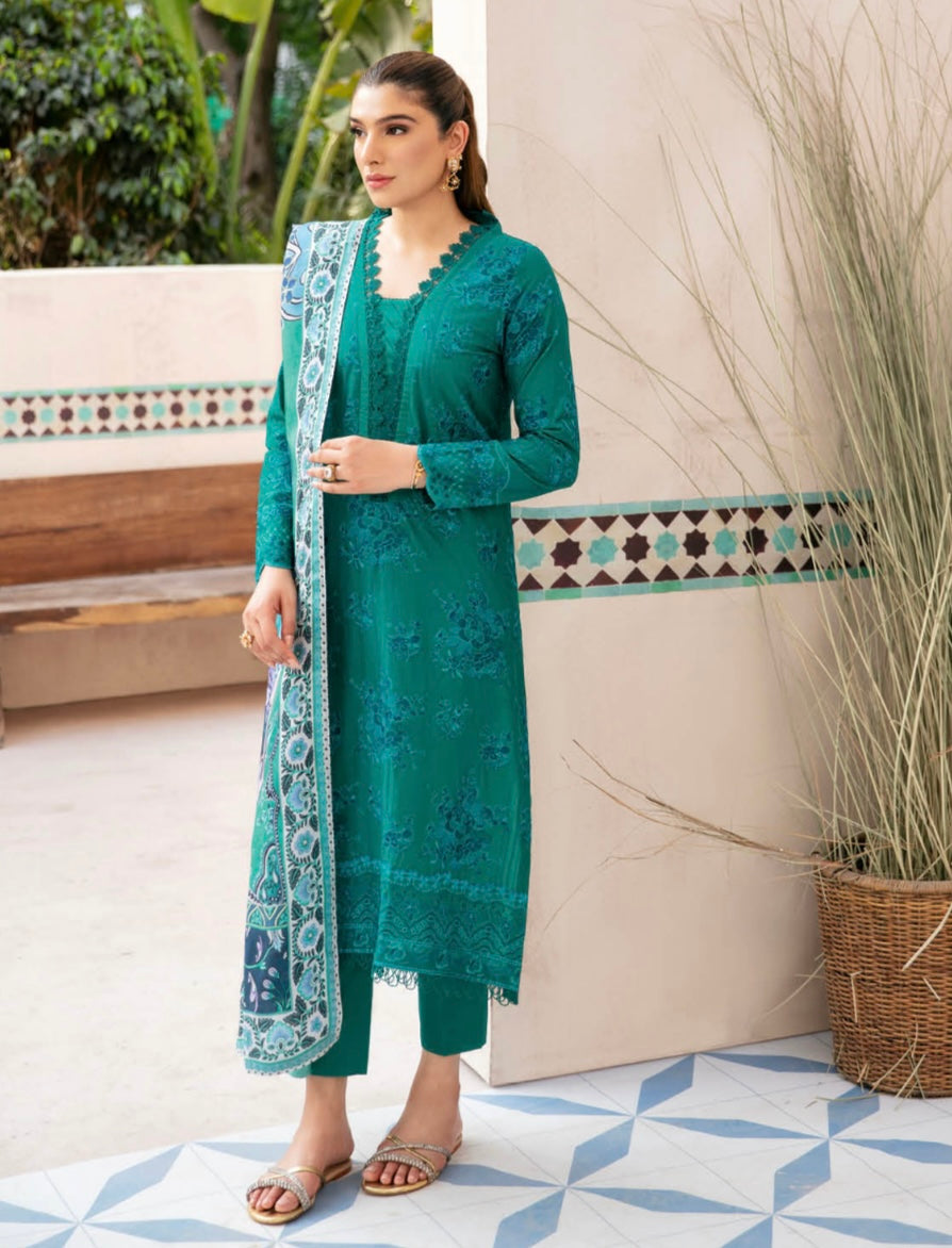 (225) Ramsha Andaaz Luxury Lawn Embroidered Ready Made Suit