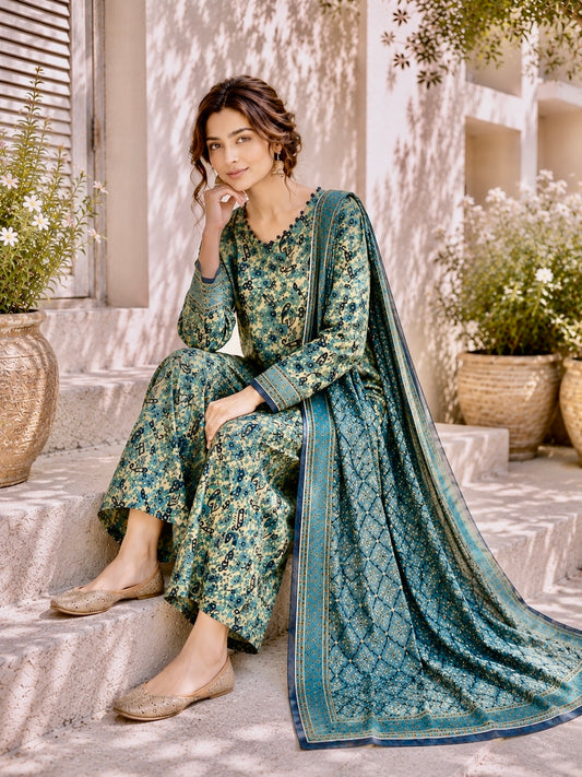 (43) Bin Saeed Ready to Wear Lawn Suit with Printed Contrast Dupatta