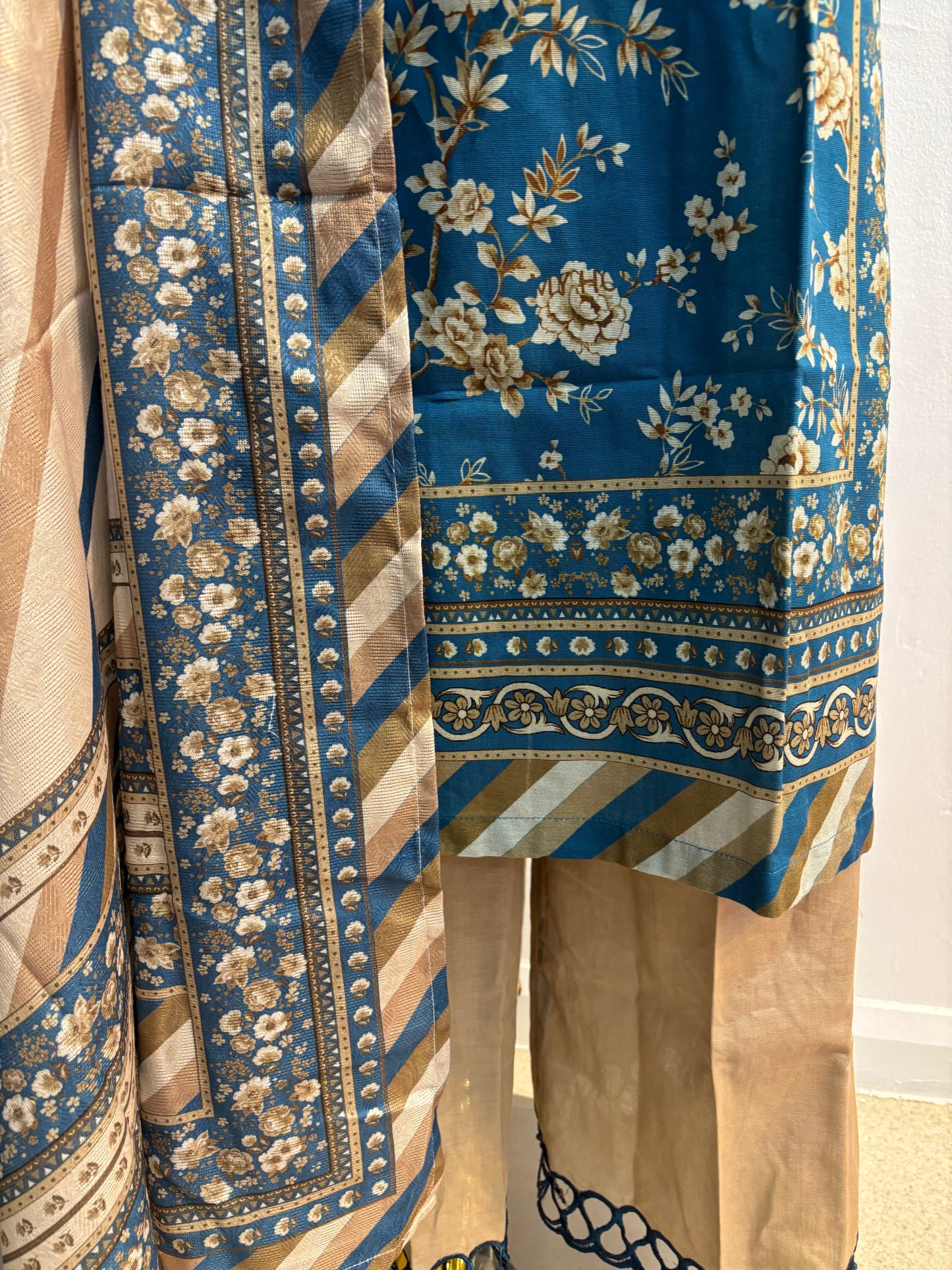 (136) Simran's Embroidered Printed Palazzo Soft Khaddar Ready-Made Suit