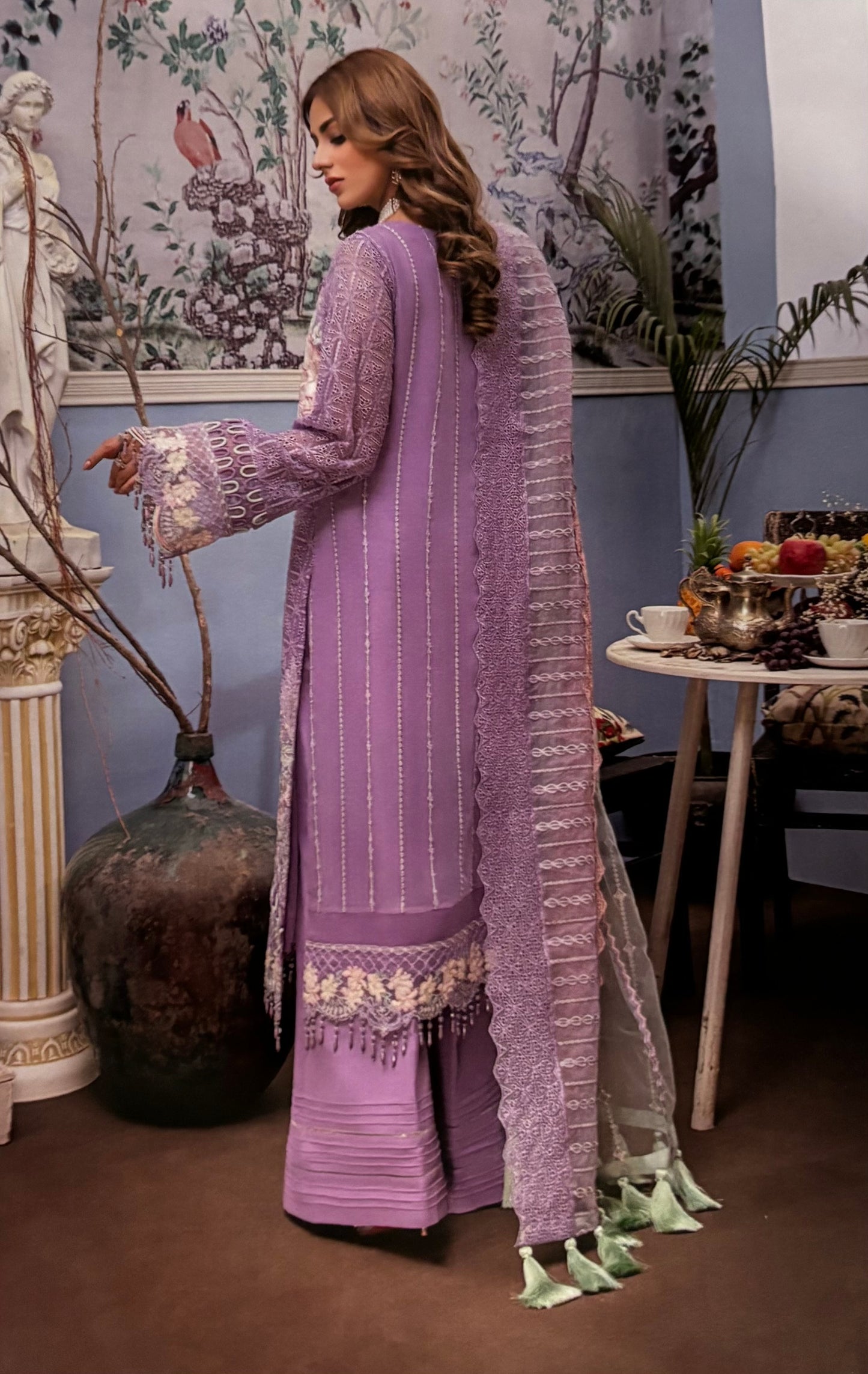(122) Pakistani Luxury Dream Collection Unstitched Chiffon Embroidered Suit