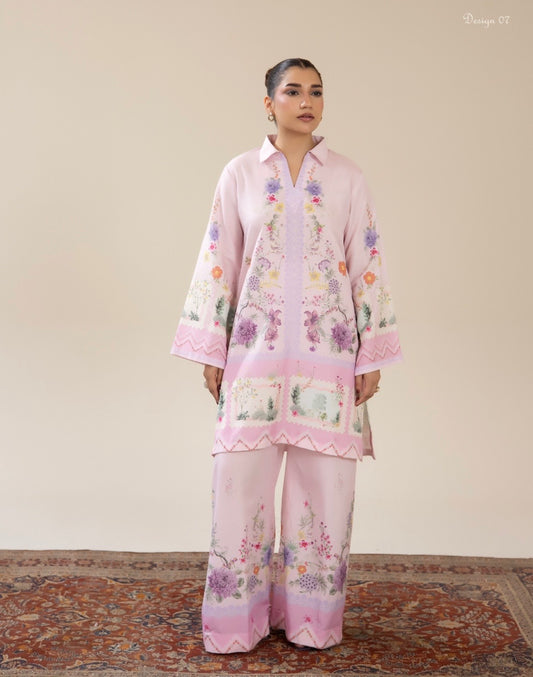 (64) Adan’s co ord edit set printed floral satin lawn ready to wear