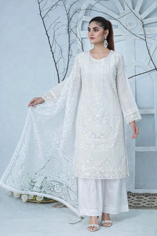 (280) Ready Made Organza Suit | Sequin Chikankari Embroidery