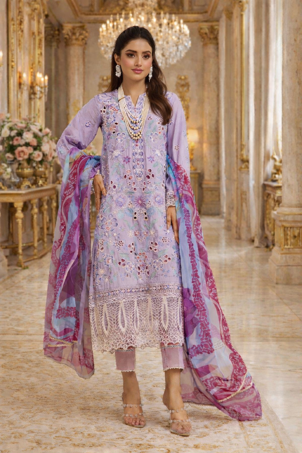(293) Mayra Enchanted Moss Lawn 3-Piece Suit – Ready to Wear