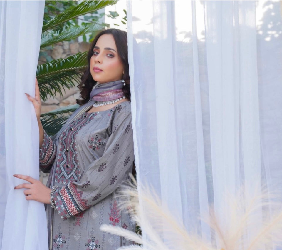 (299) Pakistani Lawn Farsi Shalwar Suit | Ready-to-Wear with Digital Printed Monar Dupatta