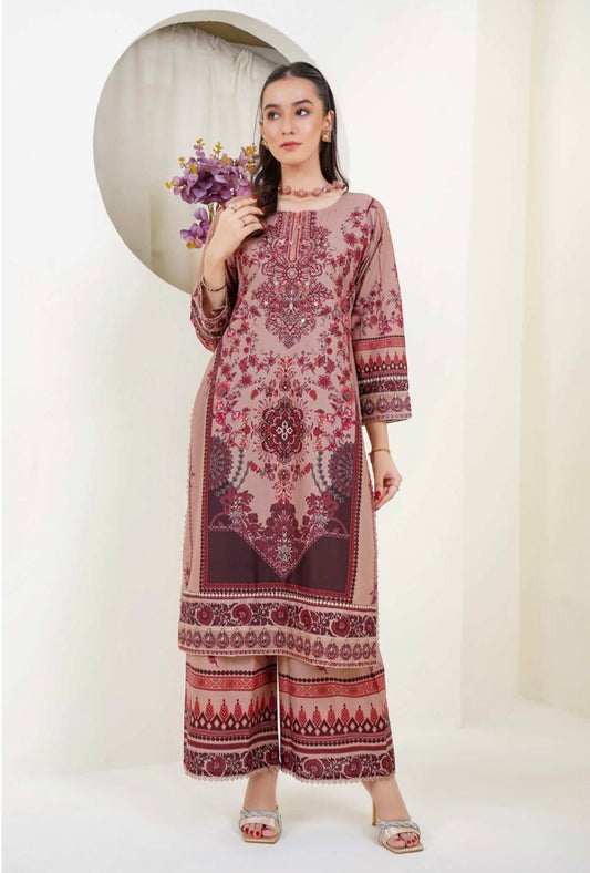 (15) Lawn Luxe – Digital Print 3-Piece Ready-to-Wear Set with Munar Dupatta