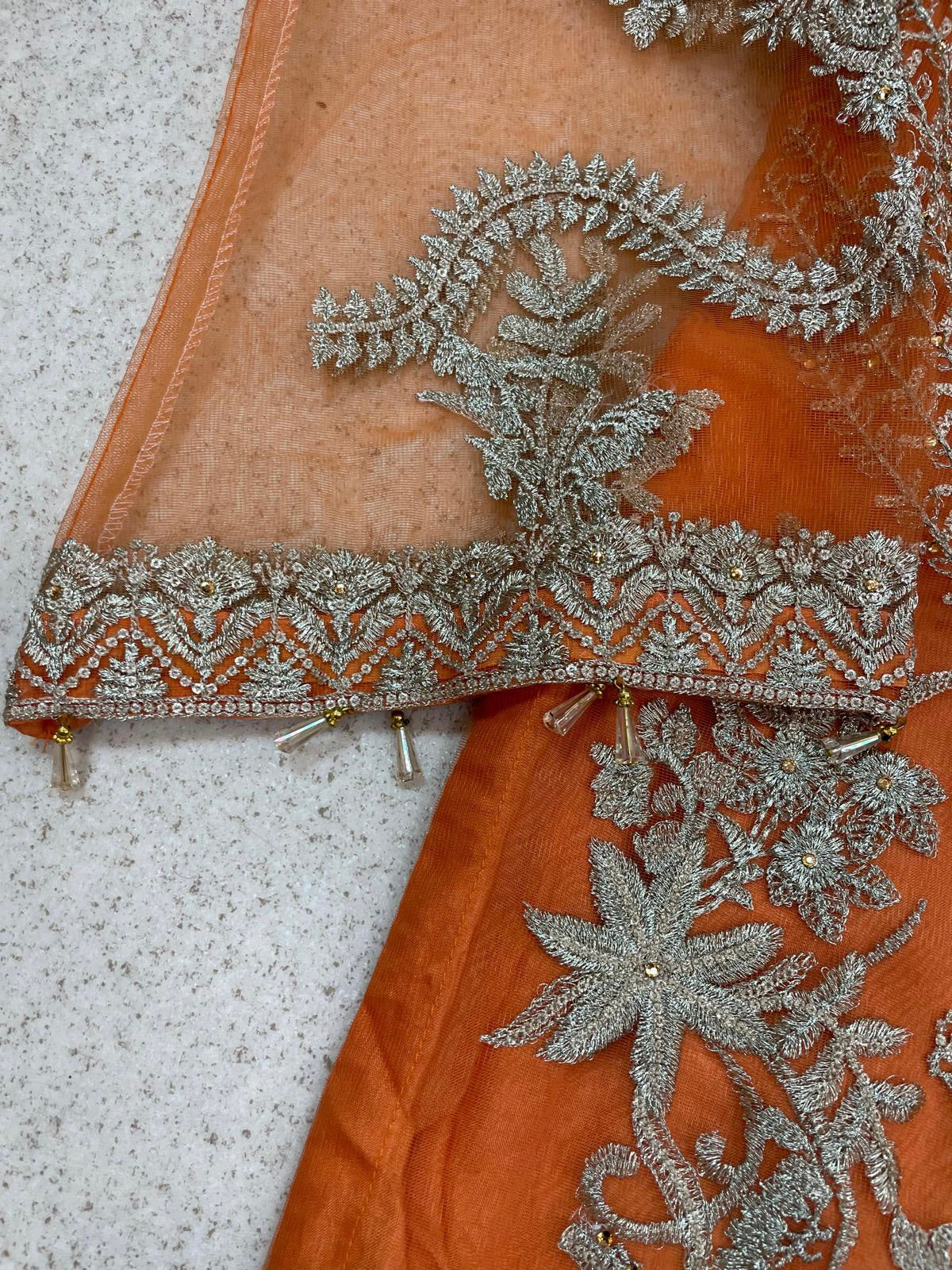 (202) Pakistani Wedding Embroidered 3-Piece Suit with Plazzo & Organza Dupatta