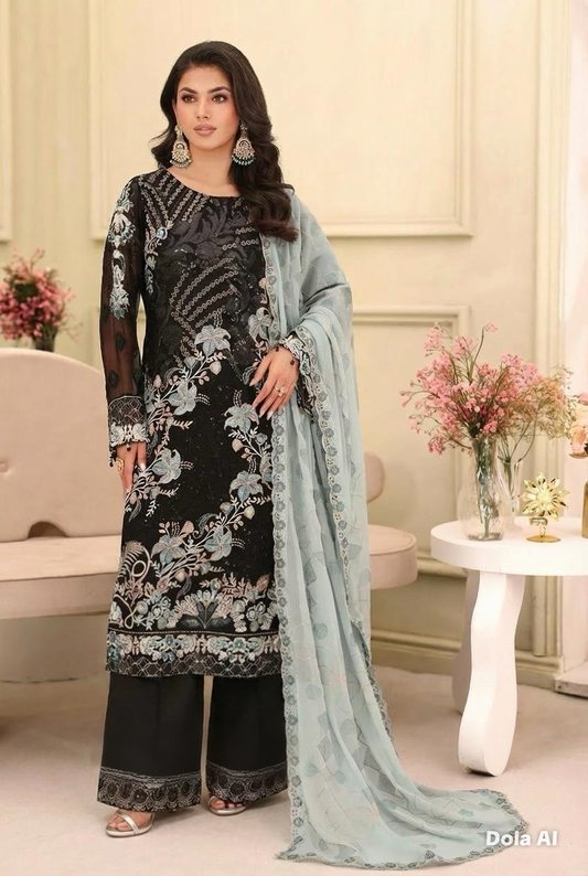 (299) Ramsha Vol 27 Chiffon Suit | Embroidered Ready to Wear