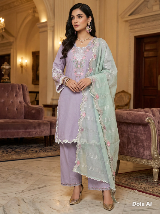 (249) Floral Lace Pakistani Viscose farshi shalwar Suit Ready Made Chic and Comfortable