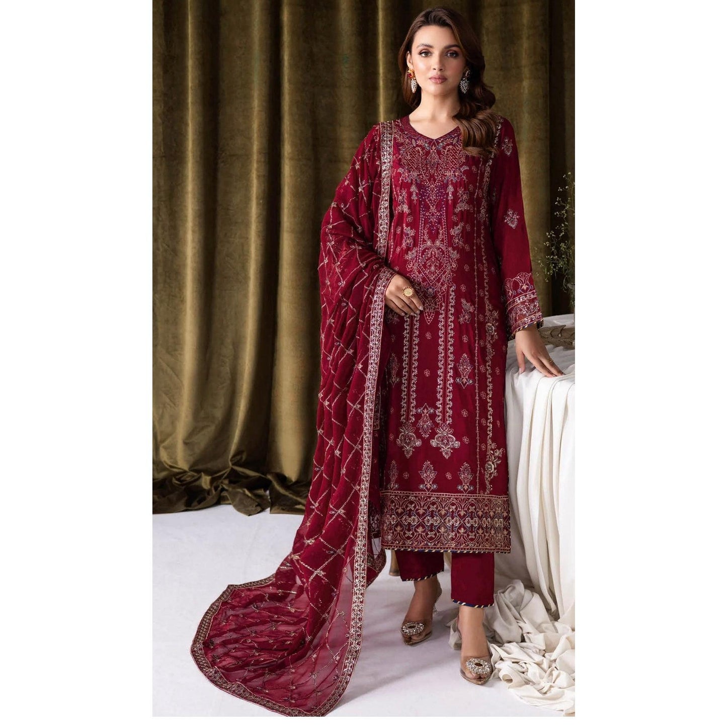 (25) Ramsha Aangan Luxury Raw Silk Collection – Ready-to-Wear 3-Piece Suit