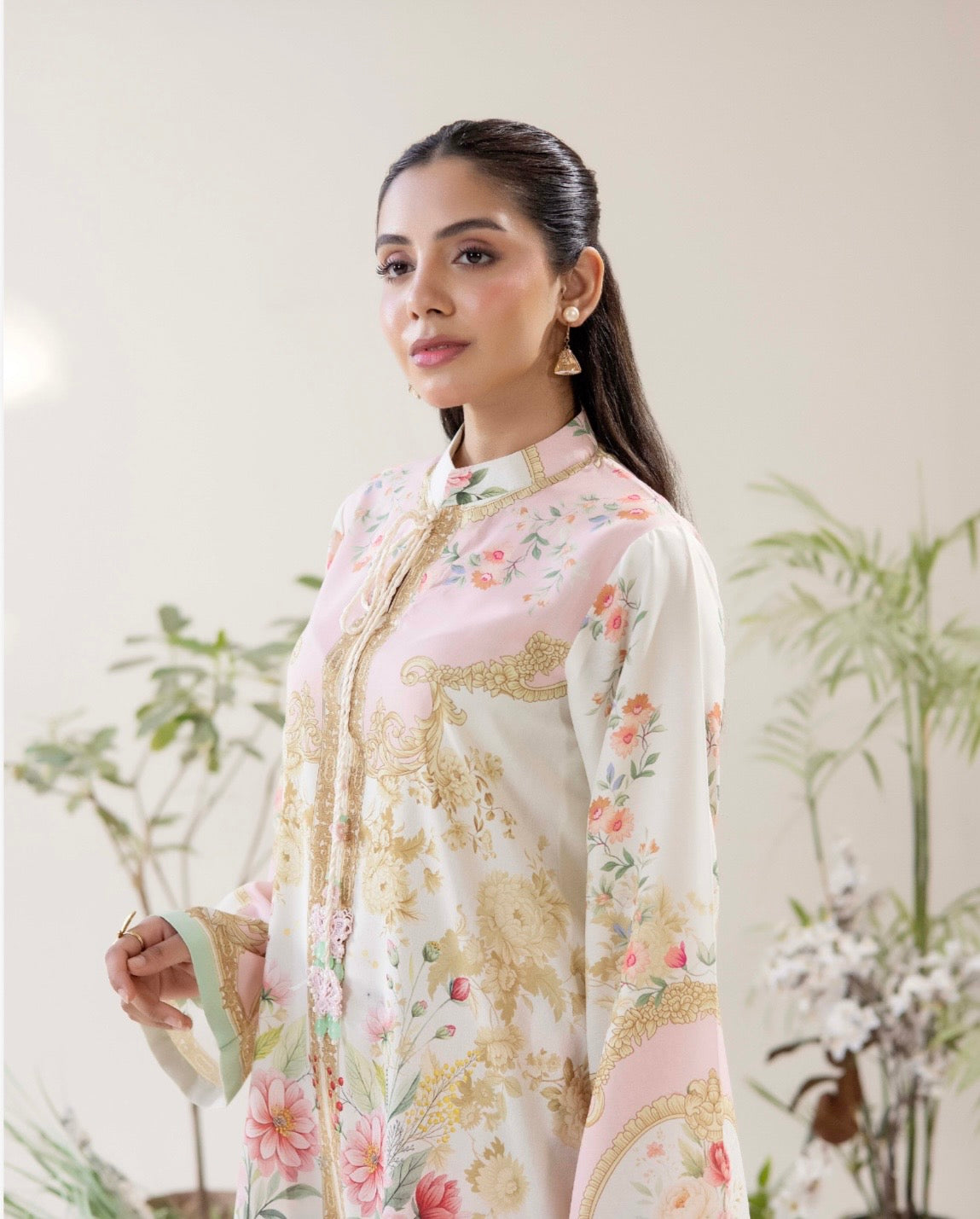 (67) Adan’s co ord edit set printed floral satin lawn ready to wear