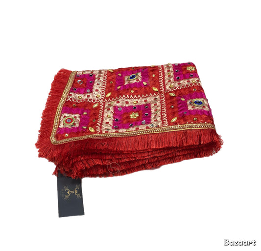 (286) Indian ladies wedding ethnic large shawl