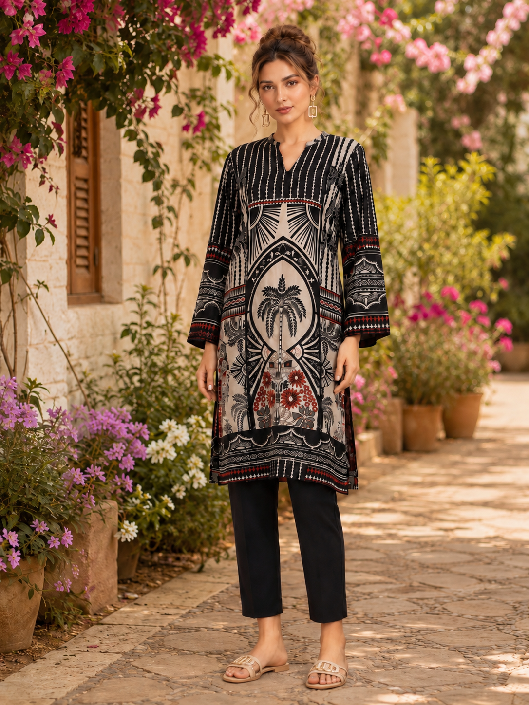Tawakkal printed comfy two peice linen co ord set ready to wear