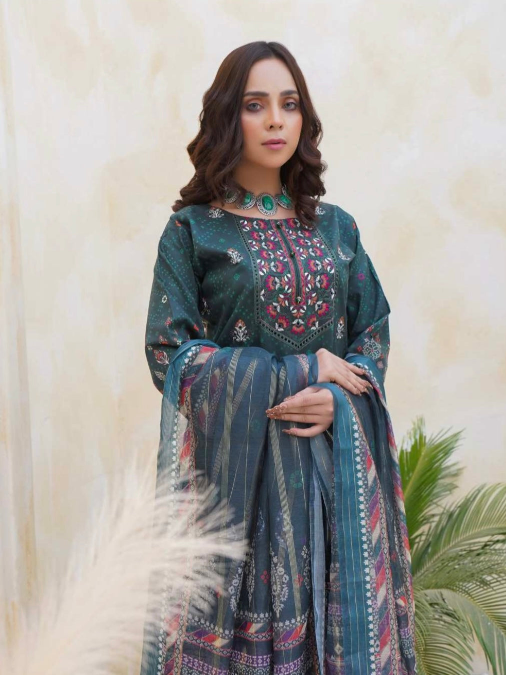 (298) Pakistani Lawn Farsi Shalwar Suit | Ready-to-Wear with Digital Printed Monar Dupatta
