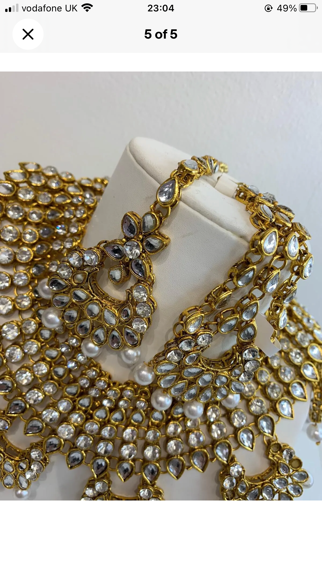 Pakistani gold wedding party tikka jummar stone beaded mirror set