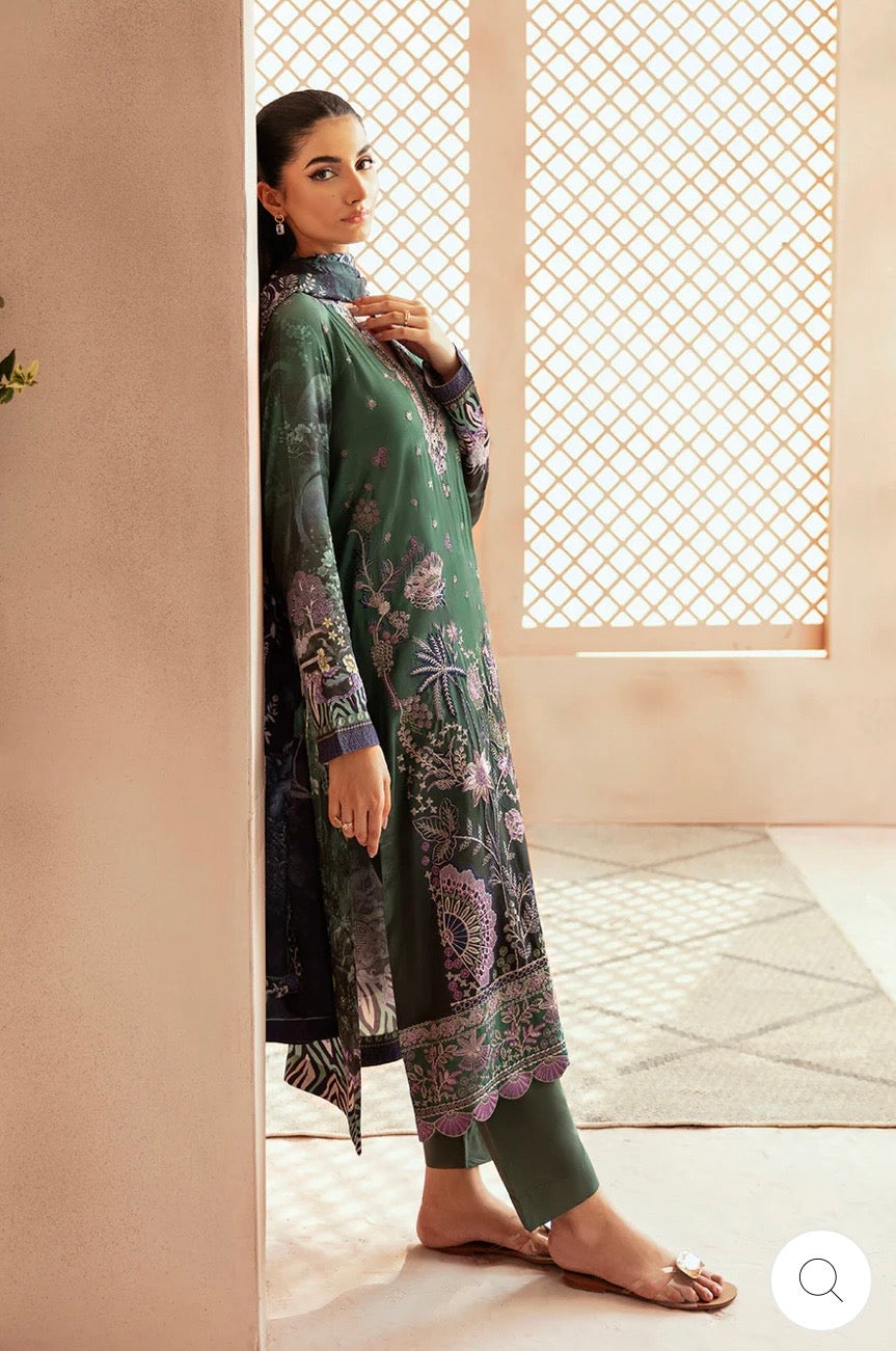 (192) Riwaj by Ramsha Viscose Embroidered Suit with Printed Dupatta