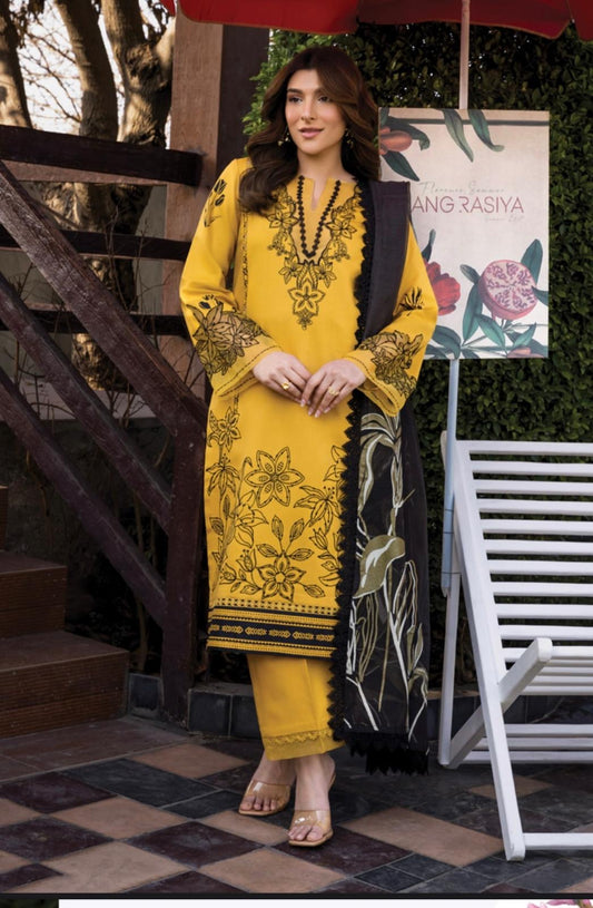 (113) Rang Rasiya Shireen Florence Summer Edit 2025 – Ready-to-Wear Lawn Suit with Printed Silk Dupatta
