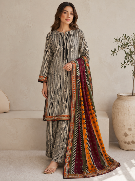(93) Bin Saeed Elegant Lawn Suit  Contrast Lace & Printed Dupatta | Ready to Wear