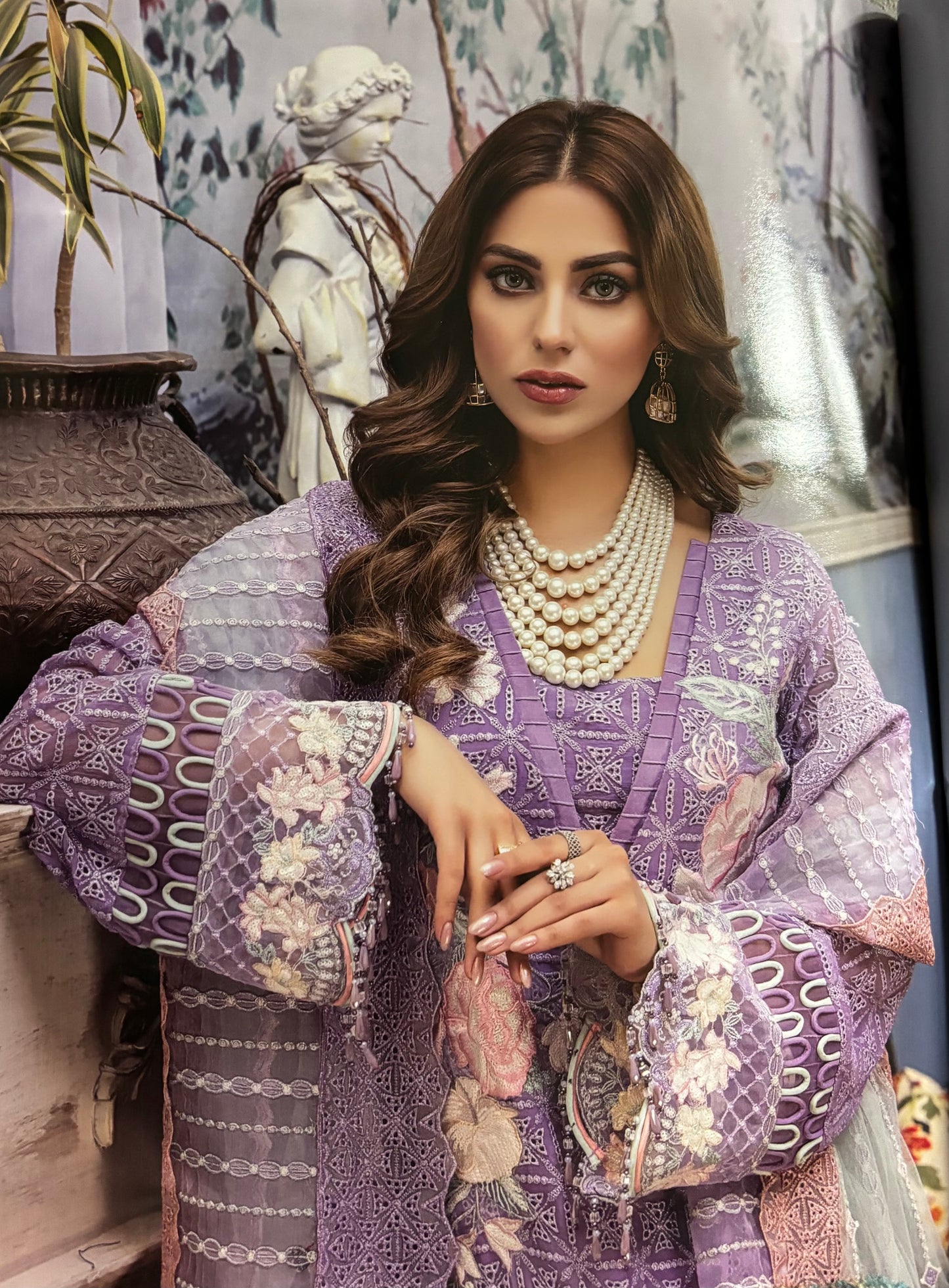 (122) Pakistani Luxury Dream Collection Unstitched Chiffon Embroidered Suit