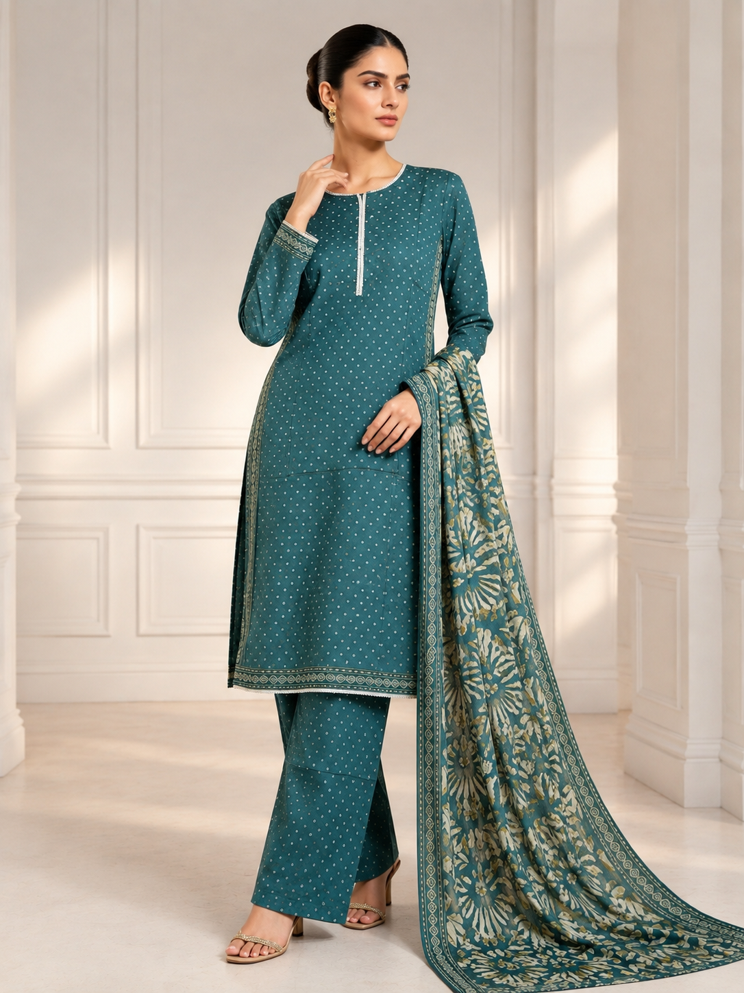 (104) Bin Saeed Elegant plum Lawn Suit Contrast Lace & Printed Dupatta trousers Ready to Wear