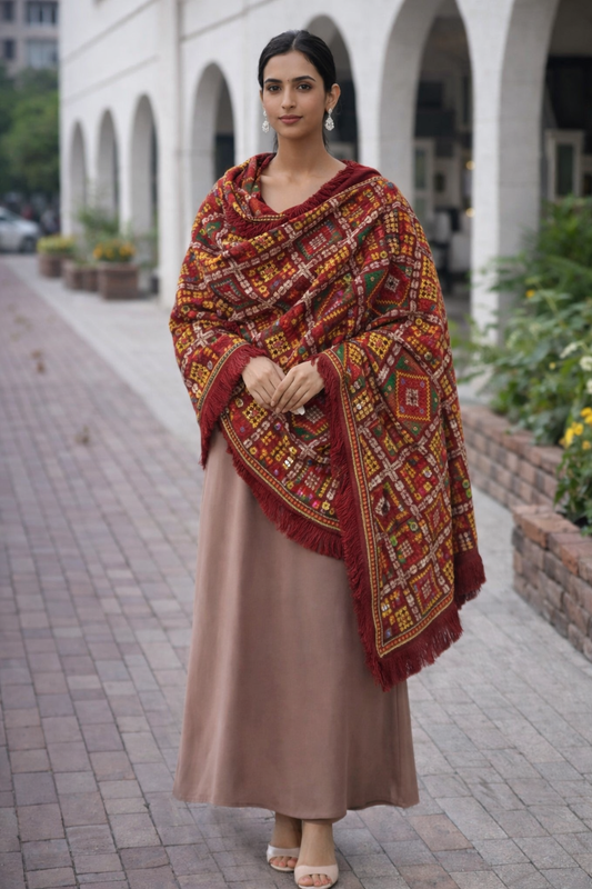 (288) Indian ladies wedding ethnic large shawl