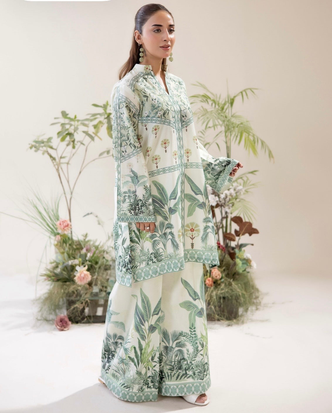 (71) Adan’s co ord edit set printed floral satin lawn ready to wear
