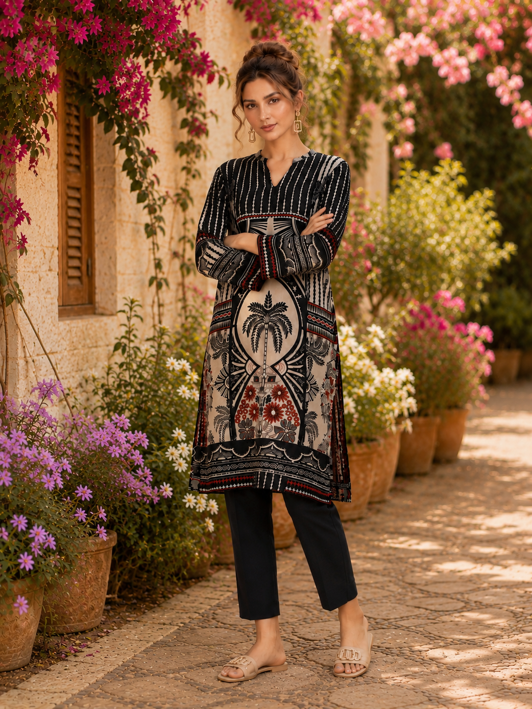 Tawakkal printed comfy two peice linen co ord set ready to wear