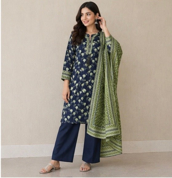 (118) Bin Saeed Floral Lawn Suit | Contrast Dupatta | Ready to Wear