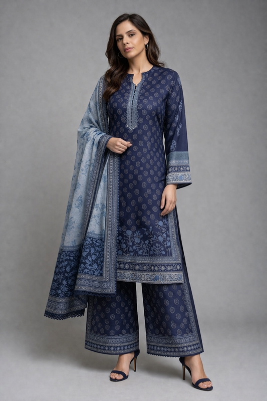 (242) Bin Saeed Ready-to-Wear Printed Lawn Suit with Printed Dupatta & Palazzo Trousers
Elegant and comfortable ready-to-wear lawn suit features a beautiful printed shirt, matching printed dupatta, and stylish palazzo trousers.