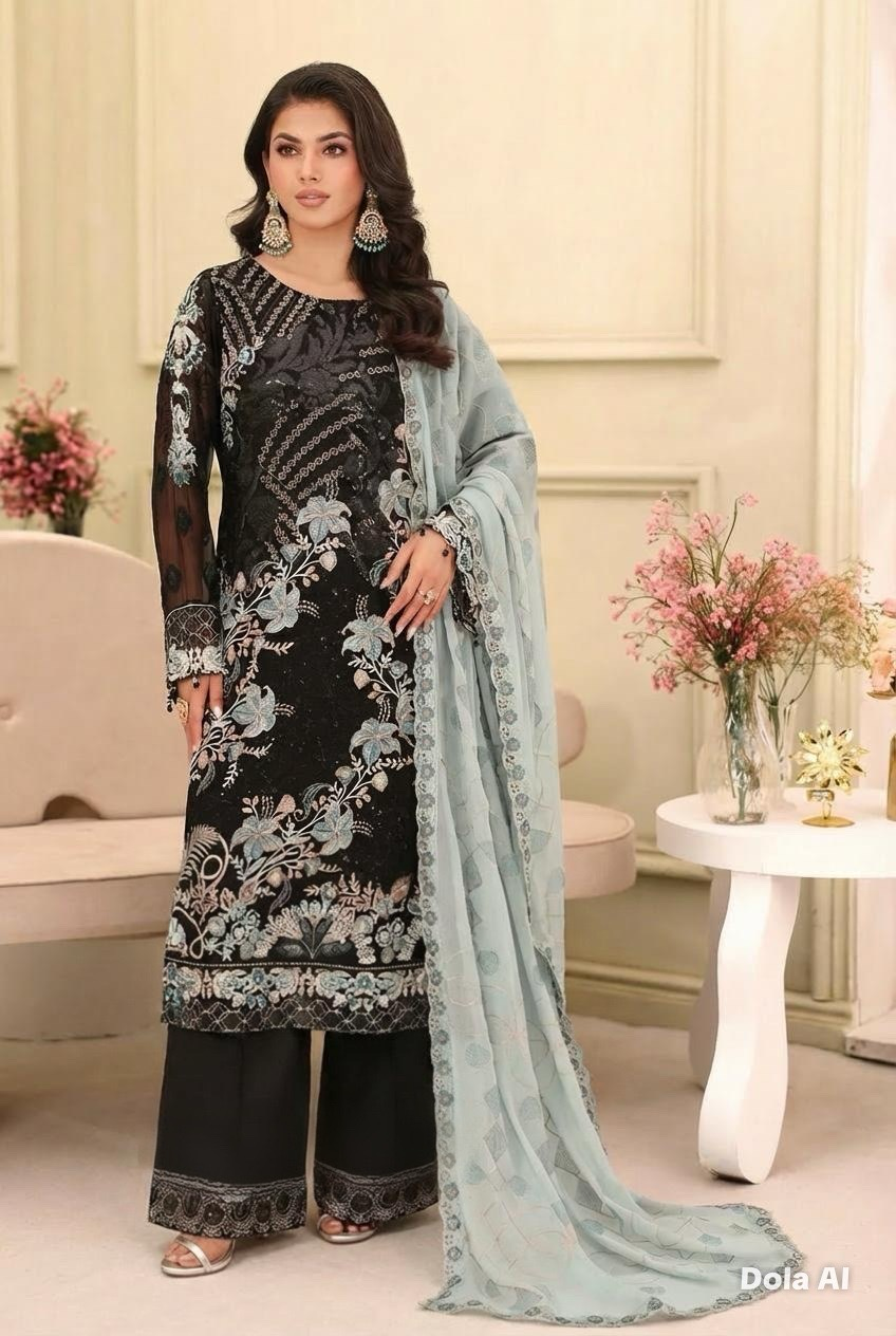 (299) Ramsha Vol 27 Chiffon Suit | Embroidered Ready to Wear