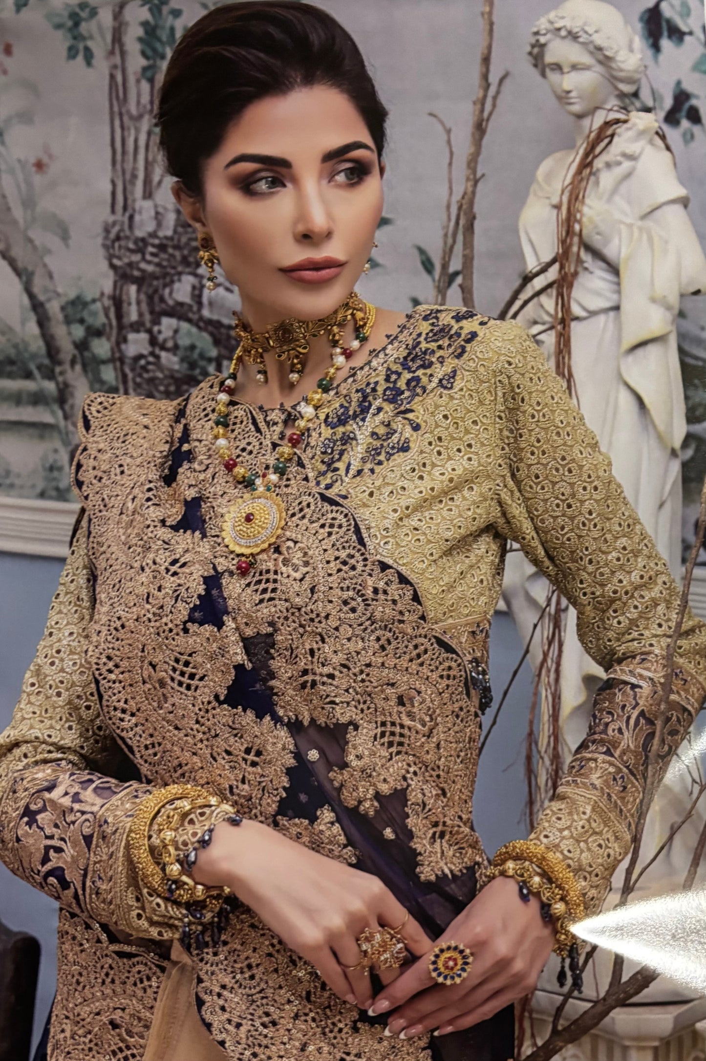(119) Pakistani Luxury Dream Collection Unstitched Chiffon Embroidered Suit