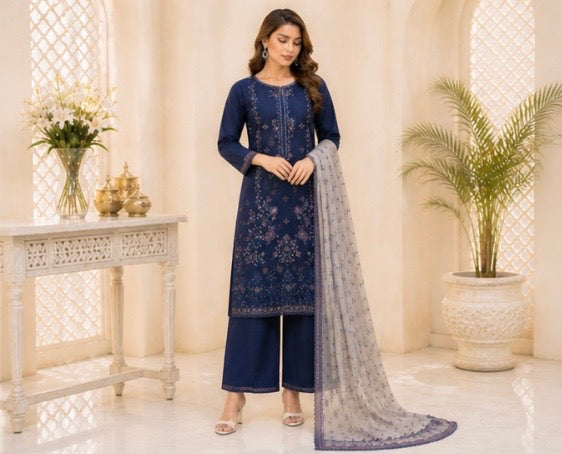 (170) Tawakkal Embroidered Lawn Suit | Sequin Work & Khaddi Dupatta