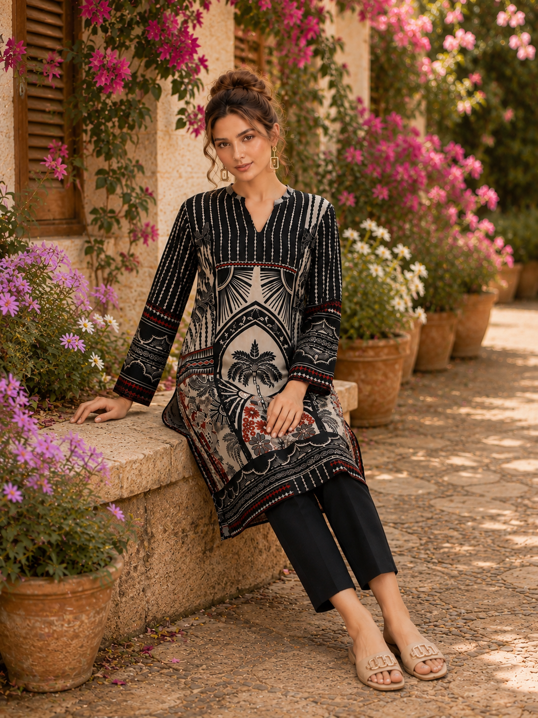 Tawakkal printed comfy two peice linen co ord set ready to wear