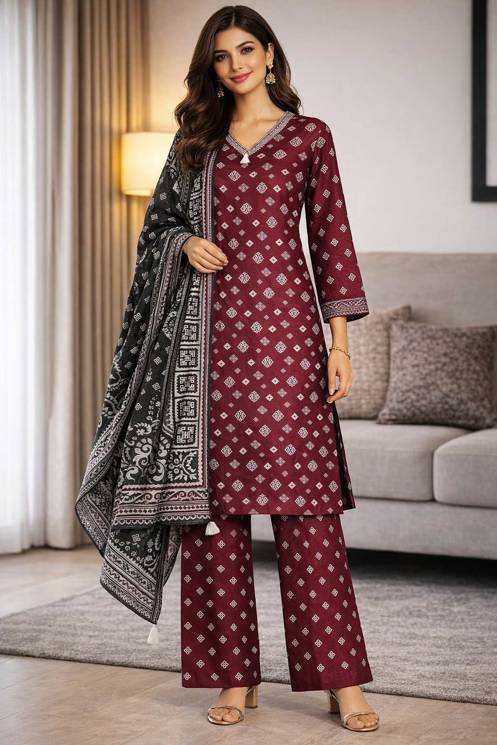 (214) Bin Saeed Printed Lawn Suit | Matching Dupatta & Trousers