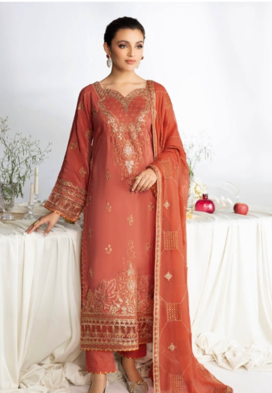 (308) Ramsha Aangan Luxury Raw Silk Collection – Ready-to-Wear 3-Piece Suit