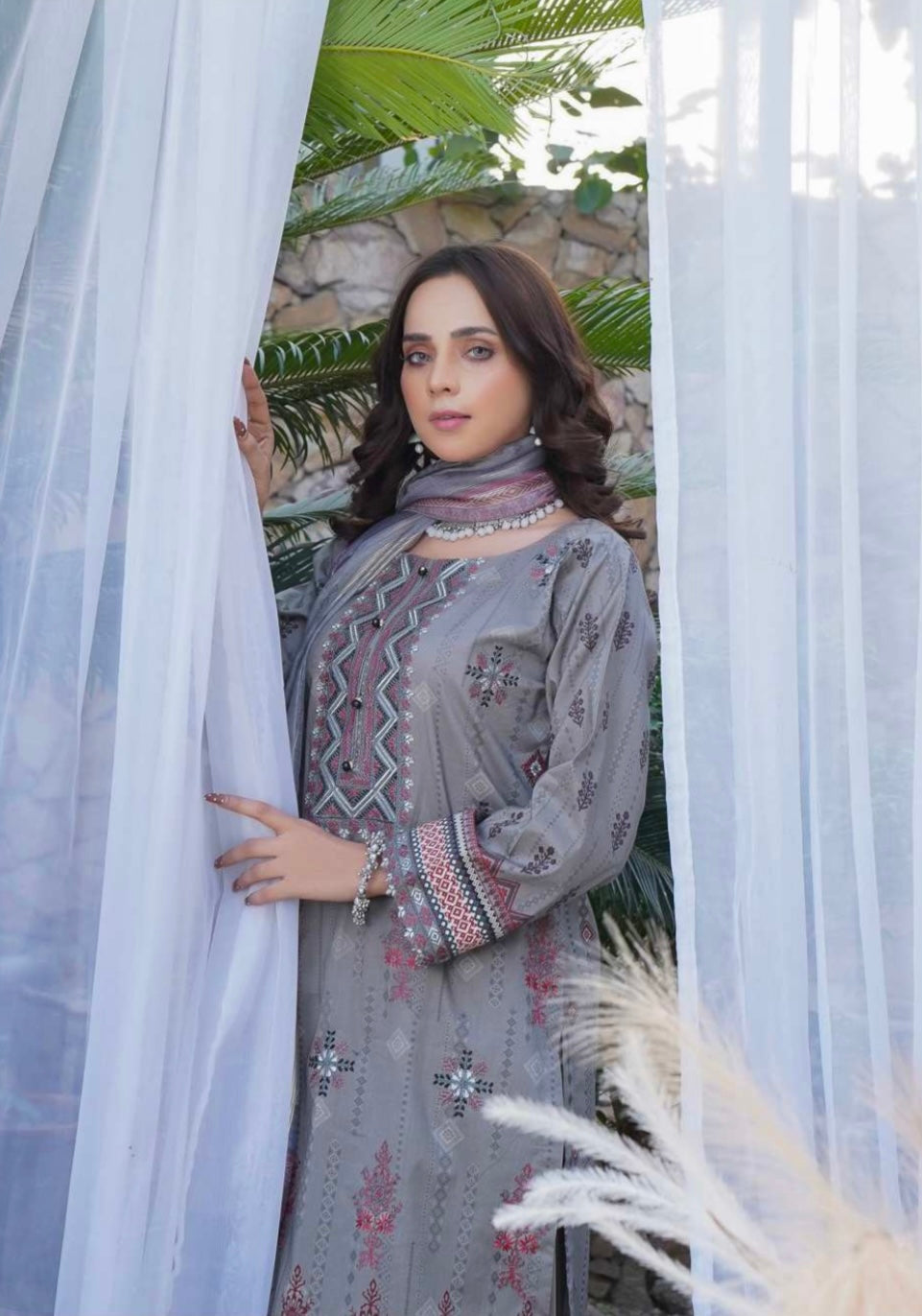 (299) Pakistani Lawn Farsi Shalwar Suit | Ready-to-Wear with Digital Printed Monar Dupatta