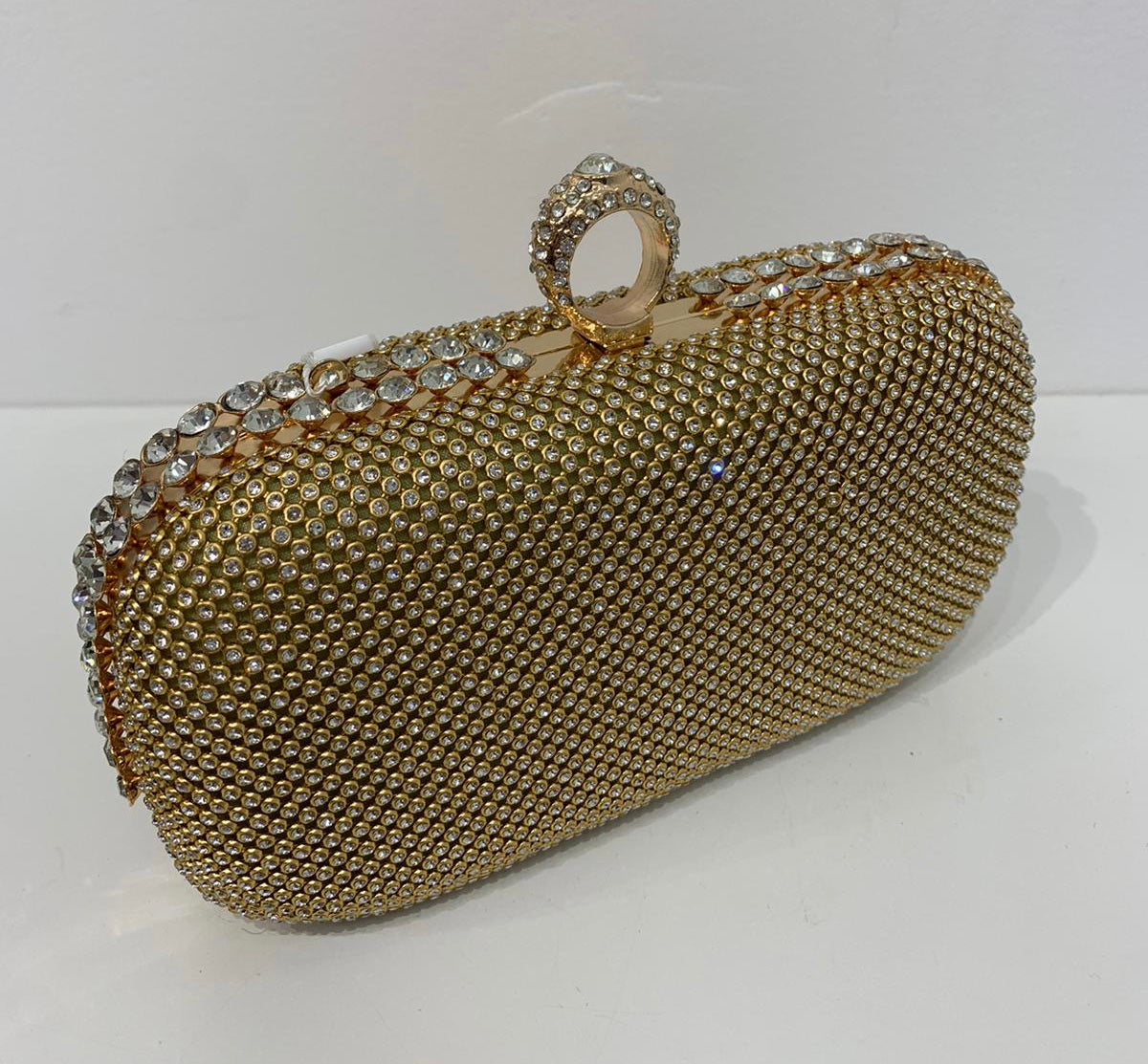(236) Ladies Round Clutch Bag with Clasp Opening & Long Chain