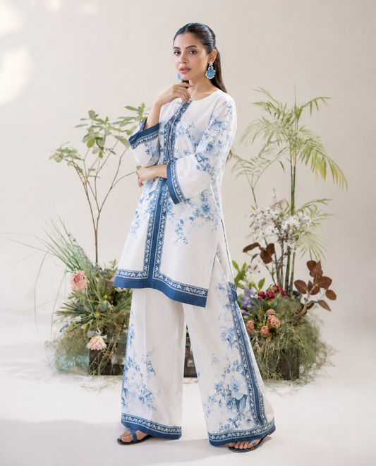 (63) Adan’s co ord edit set printed floral satin lawn ready to wear