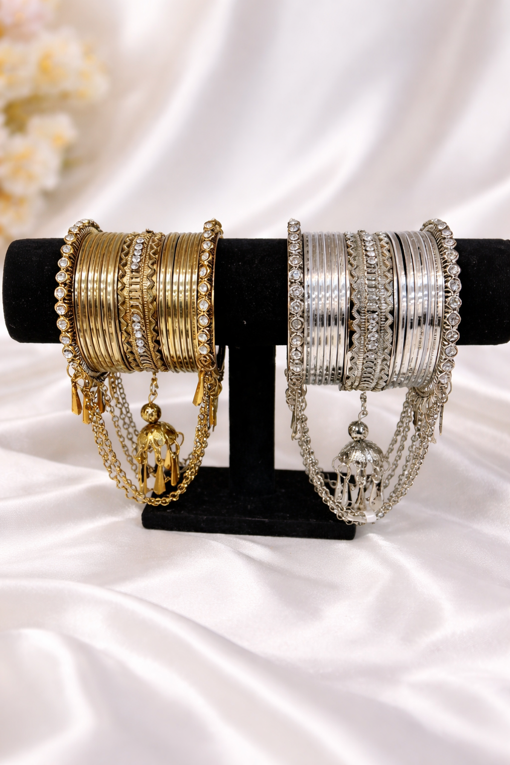 Indian Pakistani chain diamanté bracelet churri set
