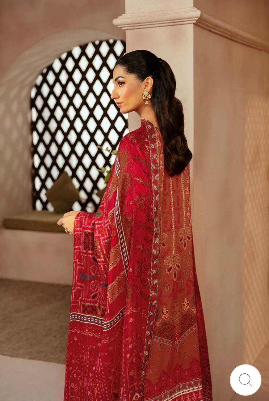 (215) Riwaj by Ramsha Viscose Embroidered Suit with Printed Dupatta