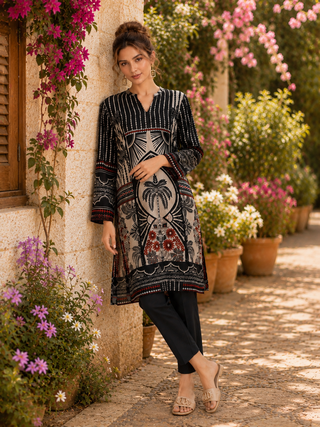 Tawakkal printed comfy two peice linen co ord set ready to wear