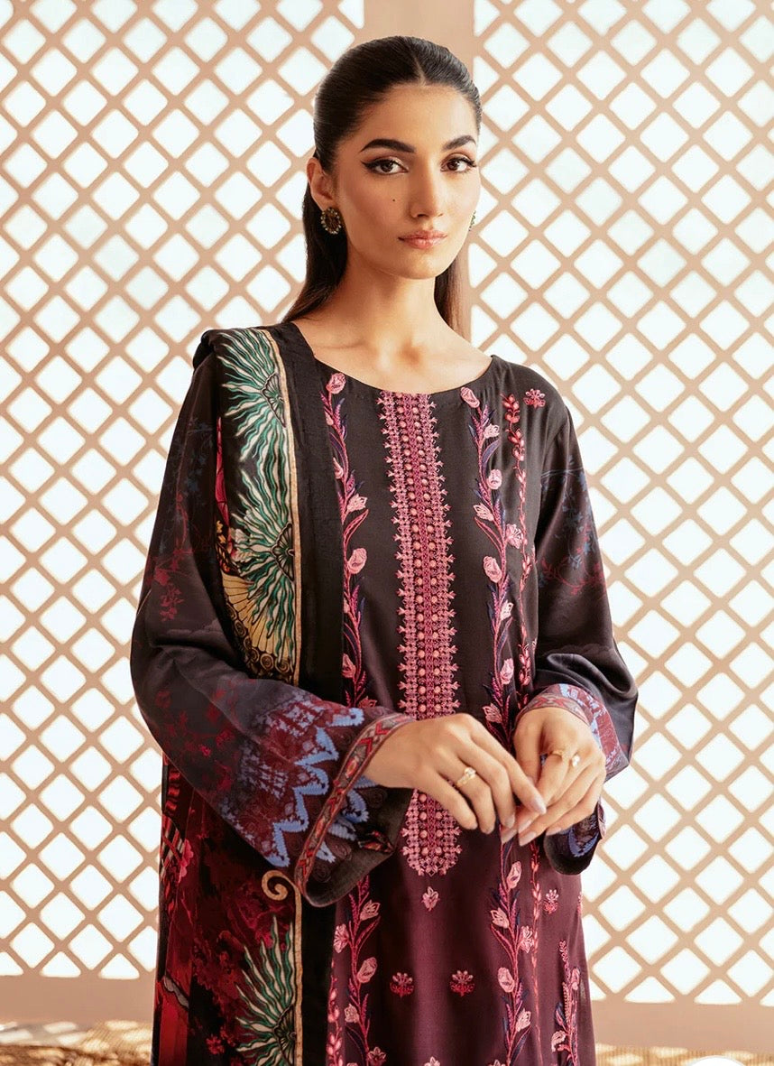 (193) Riwaj by Ramsha Viscose Embroidered Suit with Printed Dupatta