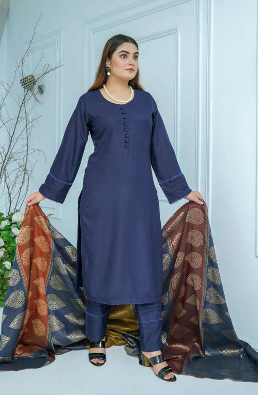 (147) Pakistani Dhanak Contrast Shawl Suit | Autumn Winter Ready to Wear