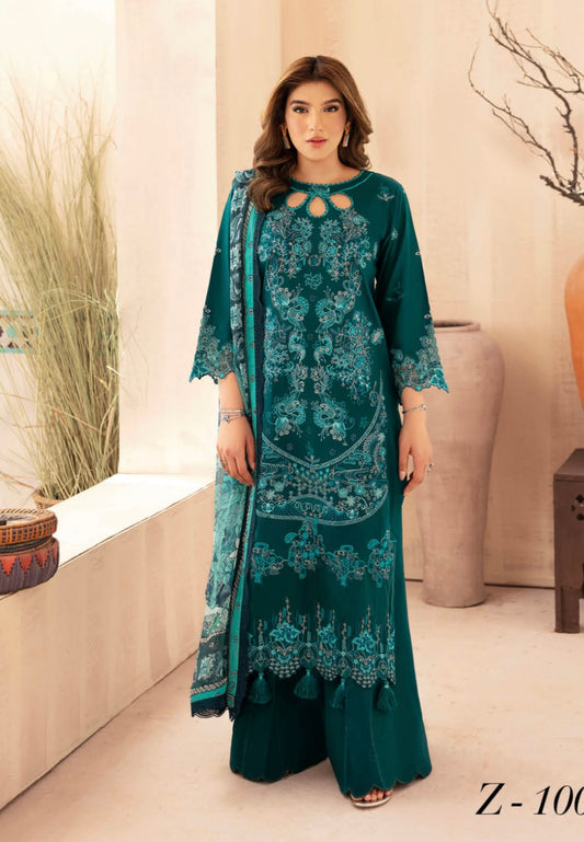(190) Ramsha Andaaz Luxury Fully Lined Lawn Embroidered Ready Made Suit